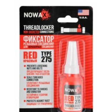 Фиксатор резьбы красный для неразборных соединений NOWAX NX21129 THREADLOCKER REDNOWAX THREADLOCKER RED 18g